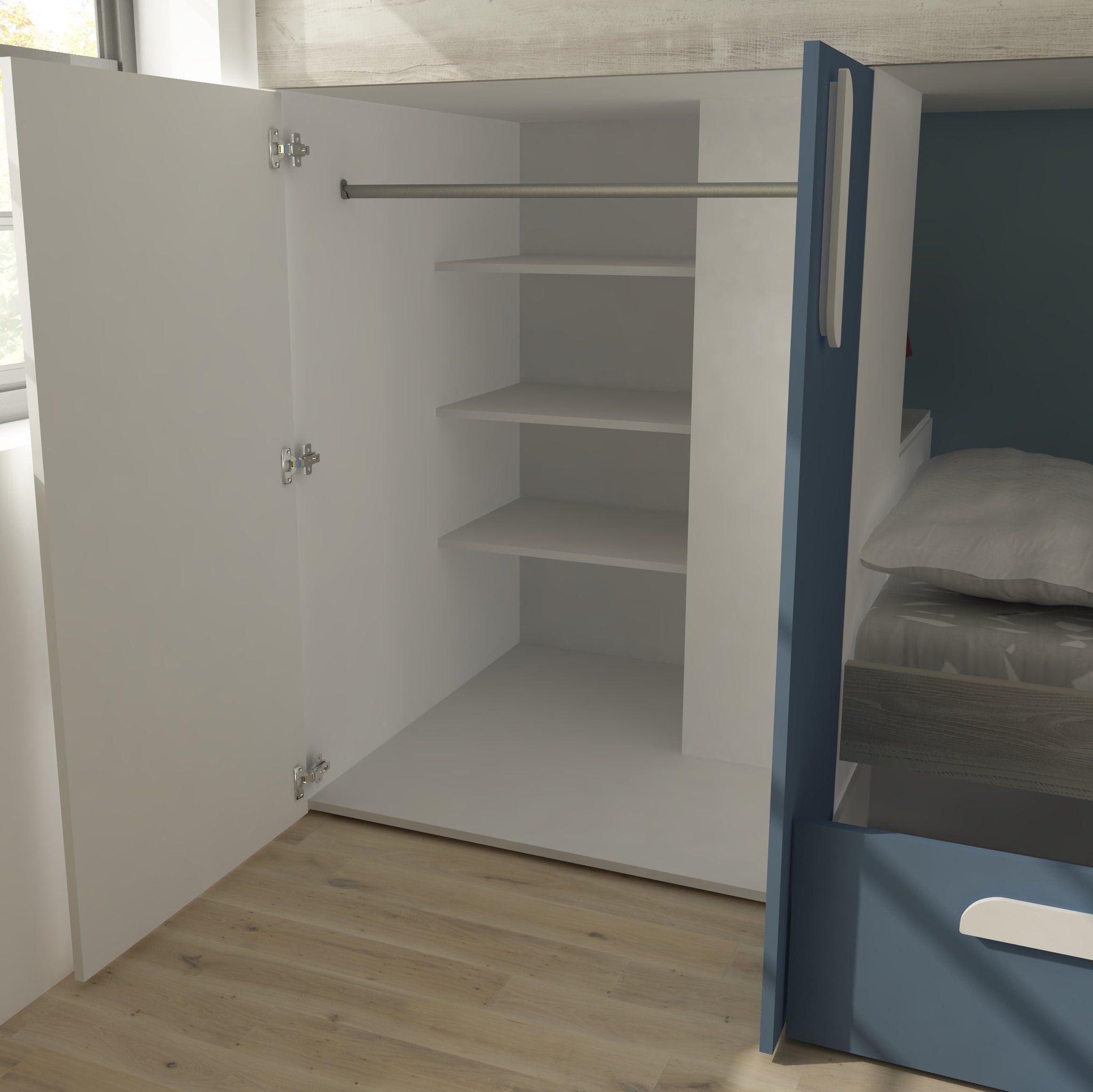 Bunk Bed with Wardrobe Storage Barca Trasman Family Window