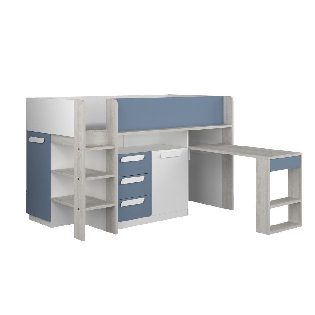 Mid sleeper bed with clearance desk and storage