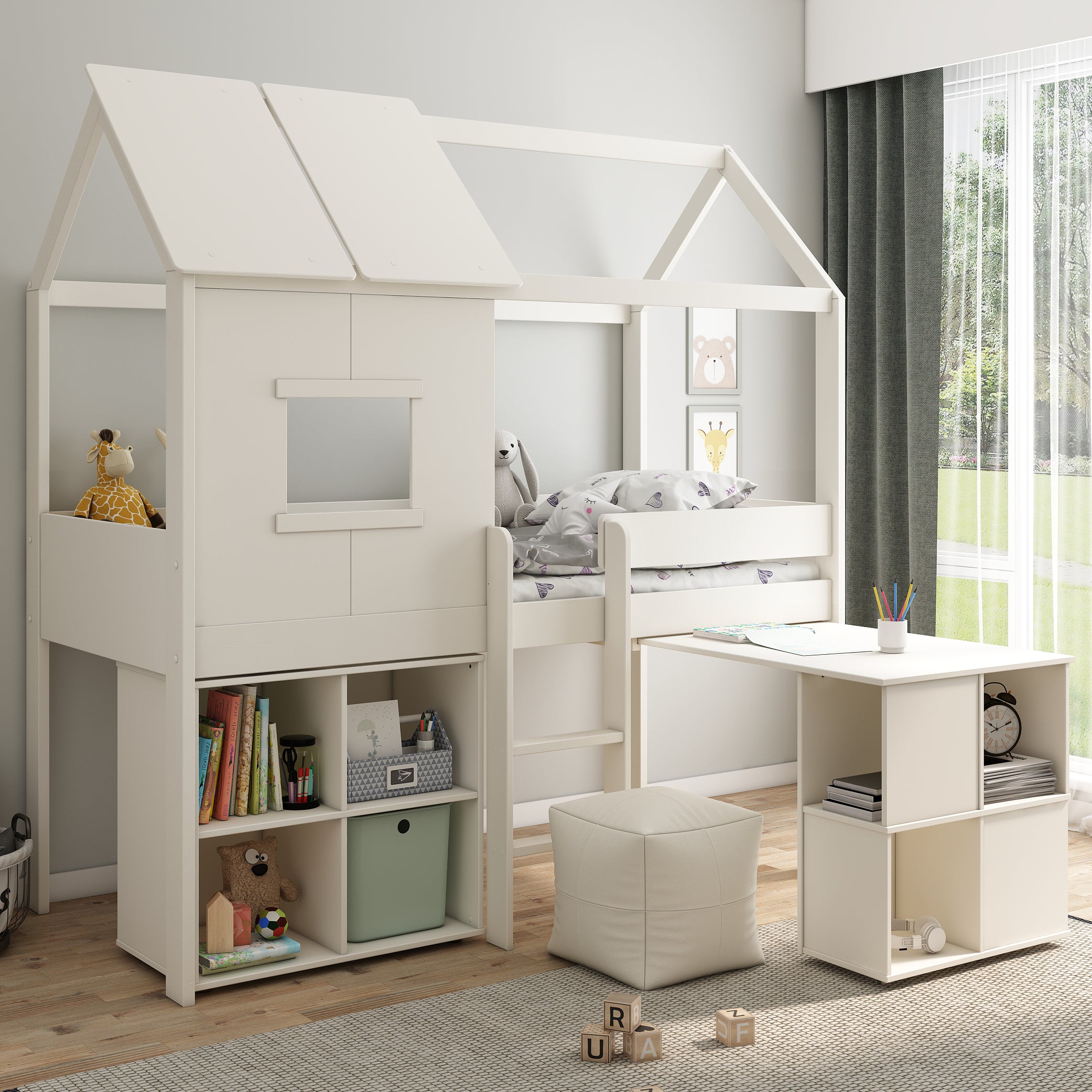 Midi Playhouse Bed with Desk Cube Unit Kids Avenue