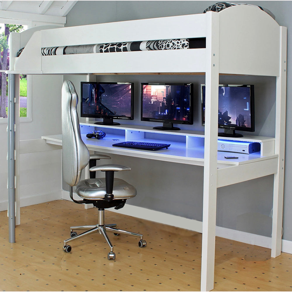 High Sleeper Mega Console Gaming Bed with Built-In Gaming Desk - Noah ...